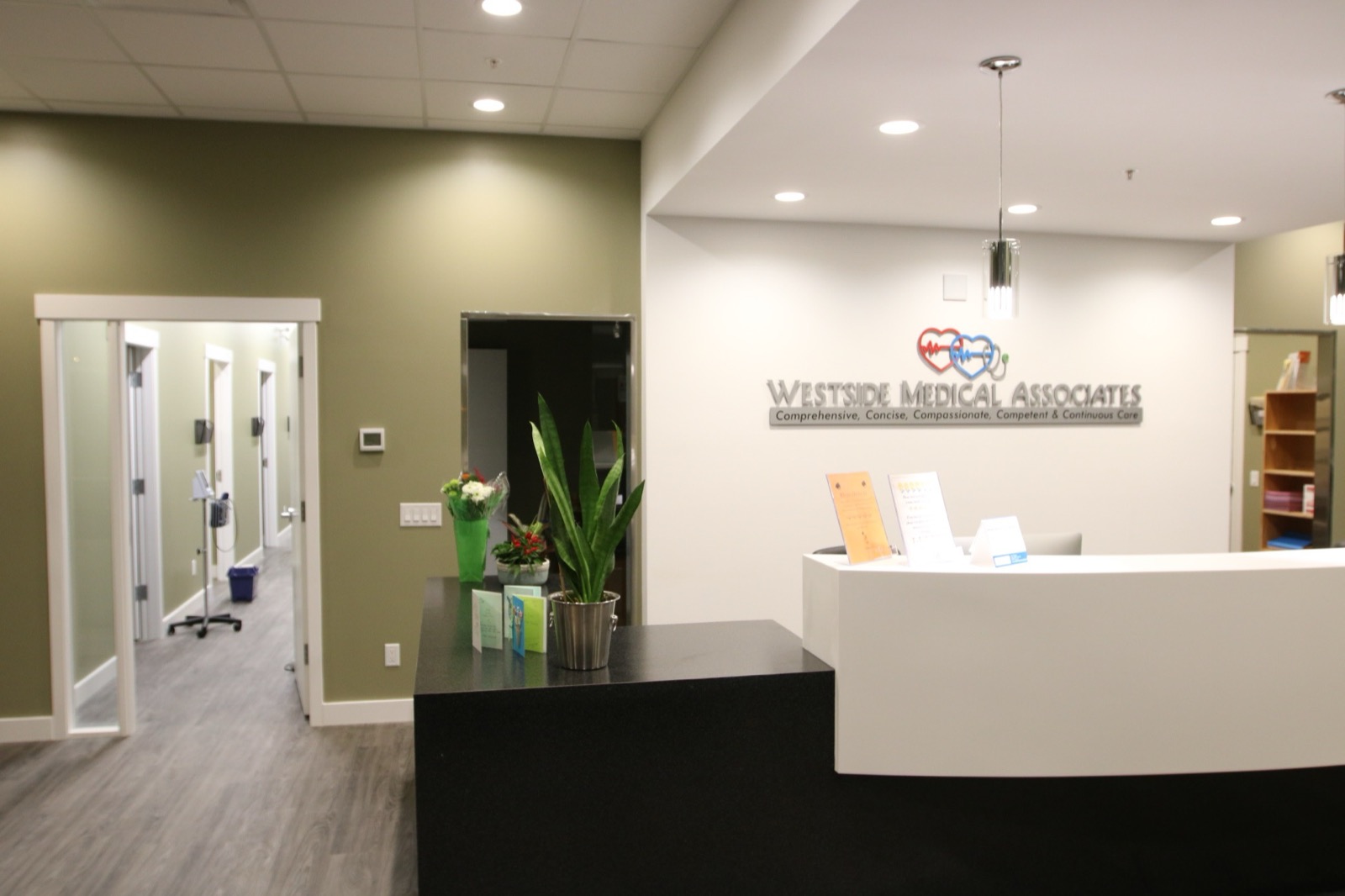 The reception desk at Westside Medical Associates in West Kelowna